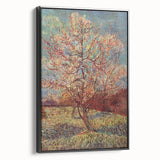 Black and white vintage poster art of a landscape painting on framed canvas, ideal for bedroom decor.