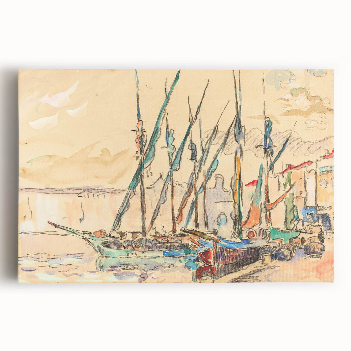 Modern Wall Art of St. Tropez Harbor Scene - Abstract Contemporary Art