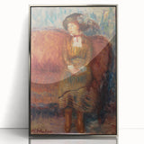 Modern Wall Art - Woman Seated on Red Sofa in Vibrant Impressionist Style