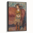 Modern Wall Art - Woman Seated on Red Sofa in Vibrant Impressionist Style