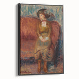 Modern Wall Art - Woman Seated on Red Sofa in Vibrant Impressionist Style