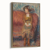 Modern Wall Art - Woman Seated on Red Sofa in Vibrant Impressionist Style