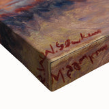 Modern Wall Art - Woman Seated on Red Sofa in Vibrant Impressionist Style