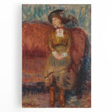 Modern Wall Art - Woman Seated on Red Sofa in Vibrant Impressionist Style