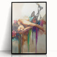 Framed abstract figurative art piece in black acrylic, showcasing dynamic shapes and fluid lines, perfect for modern home décor. Ideal for minimalist design enthusiasts.