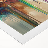 Abstract figurative rolled canvas art showcasing vibrant colors and dynamic shapes, elegantly packaged in a protective cardboard tube for easy transport.