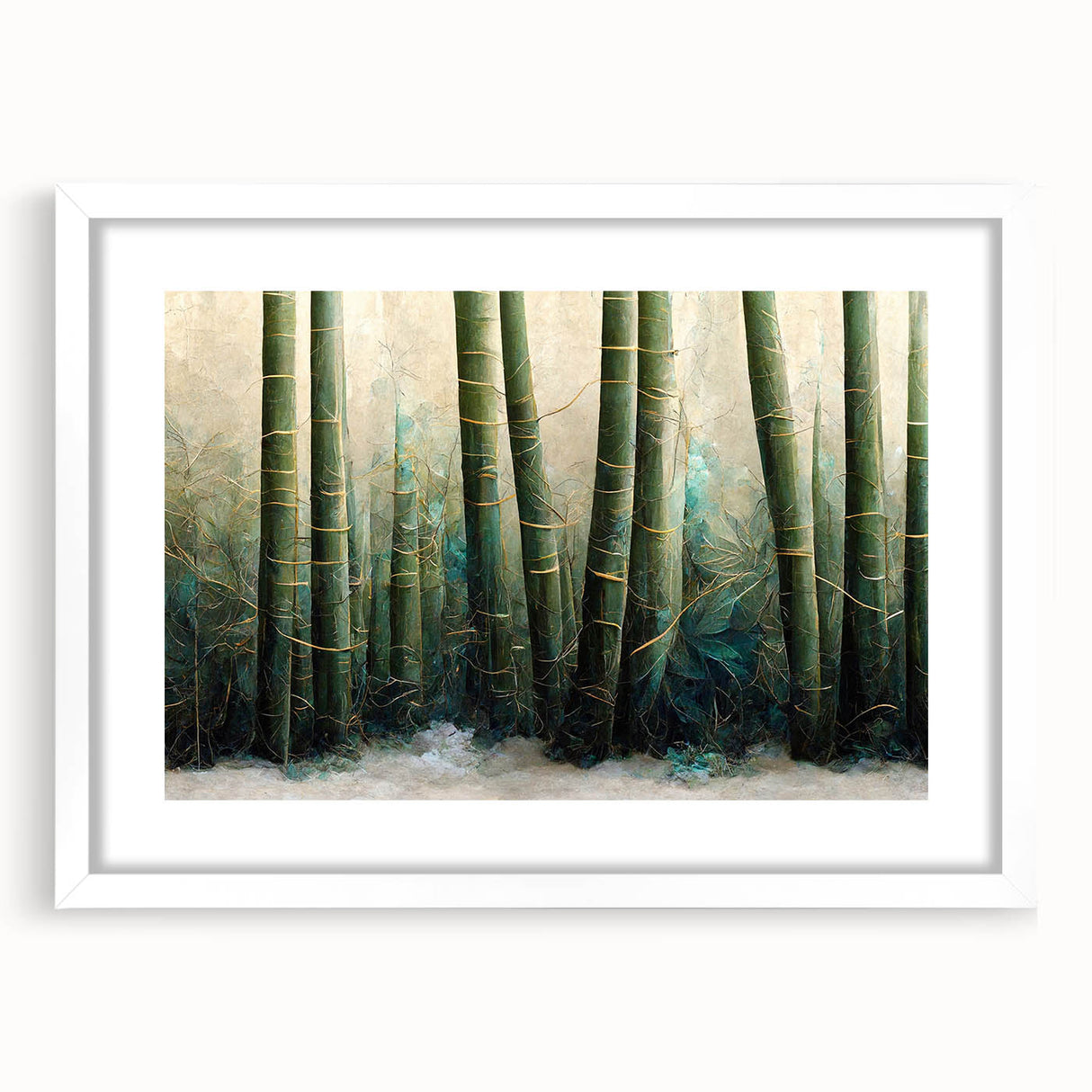 Abstract floral wall art framed in a sleek white mat, showcasing vibrant colors and intricate patterns, ideal for modern home decor or office spaces.
