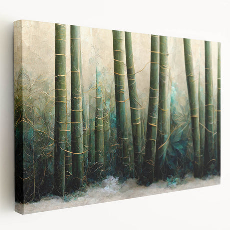 Stretched canvas wall art showcasing an abstract floral design in vibrant colors, displayed from a side view, perfect for modern home decor.