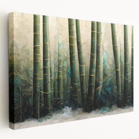 Stretched canvas wall art showcasing an abstract floral design in vibrant colors, displayed from a side view, perfect for modern home decor.