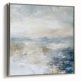 Abstract geometric framed canvas artwork in silver, showcasing intricate patterns and modern design elements, ideal for contemporary home decor. Side view highlights the sleek frame and textured surface, enhancing visual appeal in any room setting.