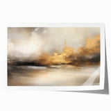 Abstract landscape wall art print showcasing vibrant hues of blue, green, and gold, rolled for easy shipping and display, perfect for modern home decor.