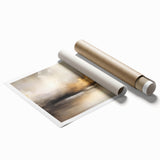 Abstract landscape wall art print showcasing vibrant colors and fluid shapes, rolled for easy shipping. Ideal for modern home decor or gallery display.