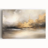 Vibrant abstract landscape wall art on stretched canvas, featuring bold colors and dynamic shapes, perfect for enhancing modern decor in homes or offices.