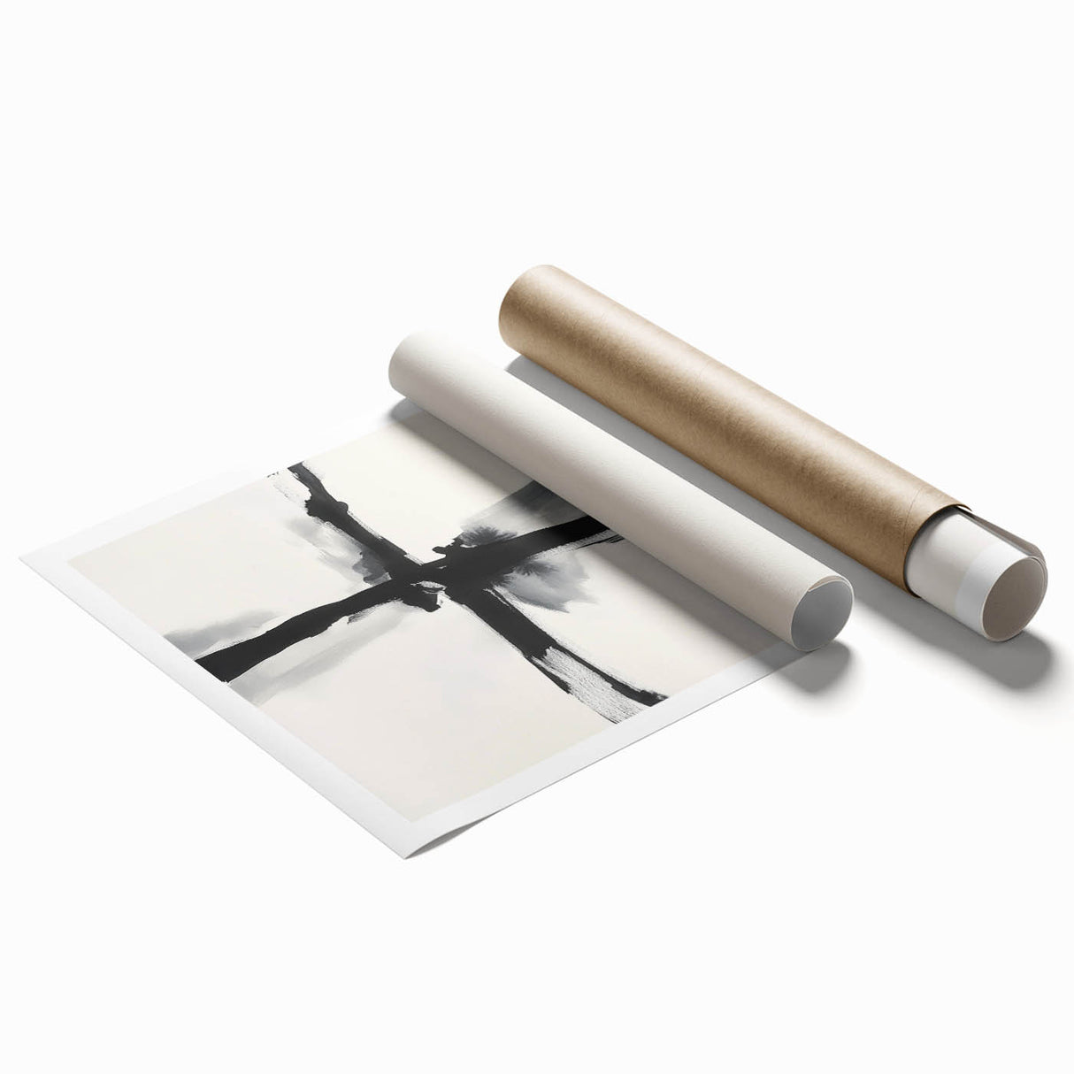 Contemporary Abstract Canvas – Minimal Cross Expression