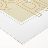 Art deco poster featuring a stylized cocktail glass in monochrome, on rolled canvas.