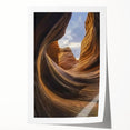 Stunning rolled landscape print showcasing vibrant canyons with rich earth tones and dramatic rock formations, ideal for enhancing home decor aesthetics.