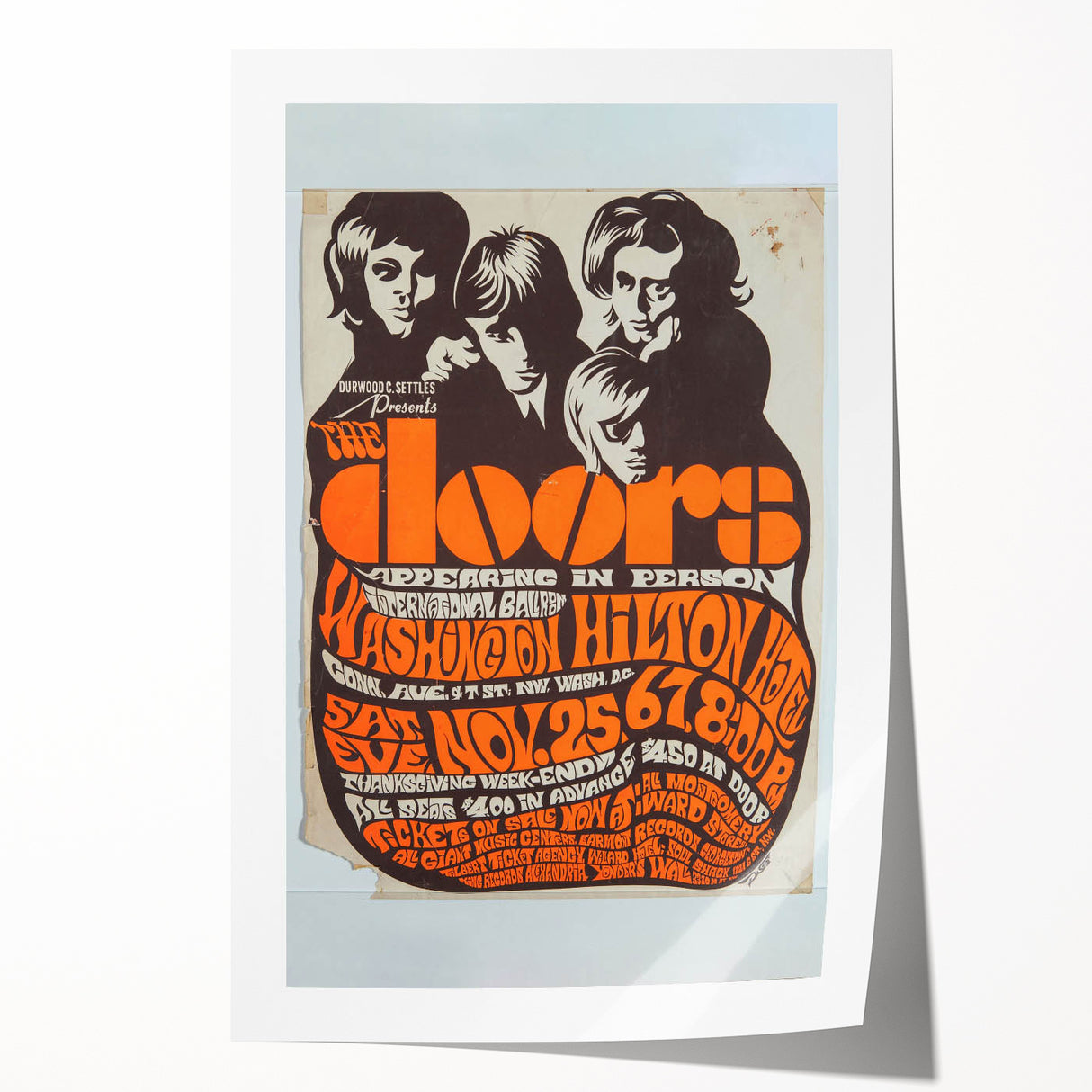 The Doors 1968 Washington Hilton Concert Poster - Vintage Music Art