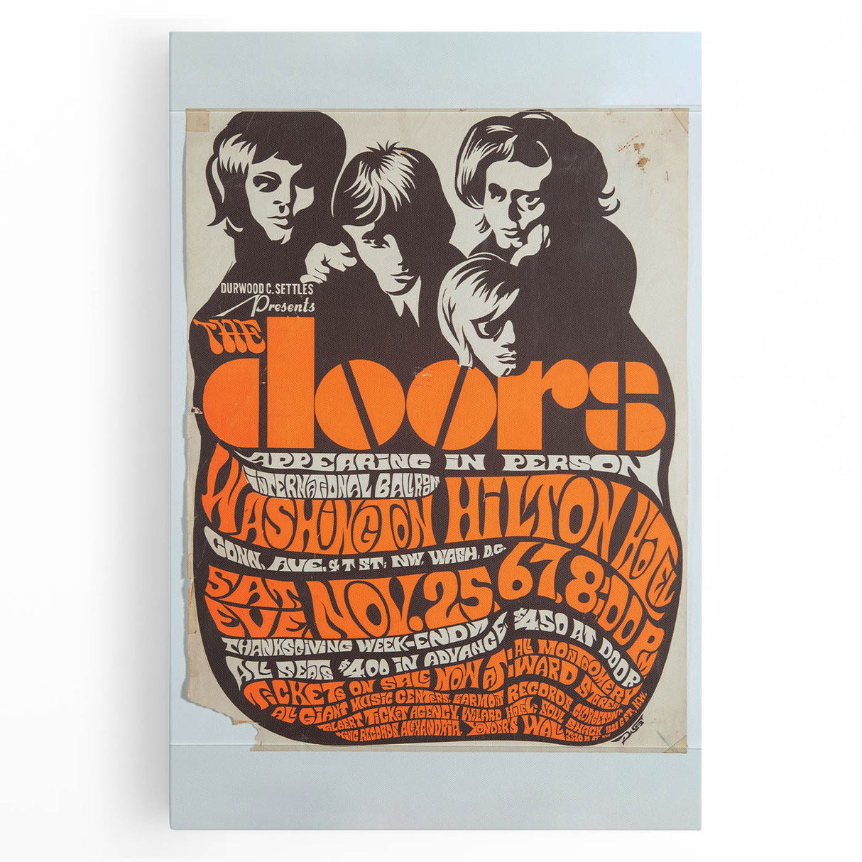 The Doors 1968 Washington Hilton Concert Poster - Vintage Music Art