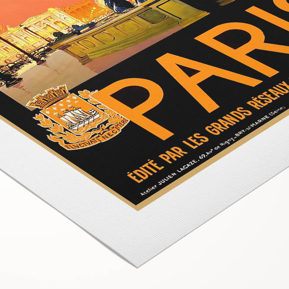 Retro Paris Travel Poster - Vintage Obelisk and Fountain Wall Art