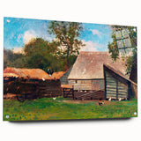 Farmyard with Ducks and Chickens Print - Winslow Homer Realism Canvas Art