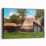 Farmyard with Ducks and Chickens Print - Winslow Homer Realism Canvas Art