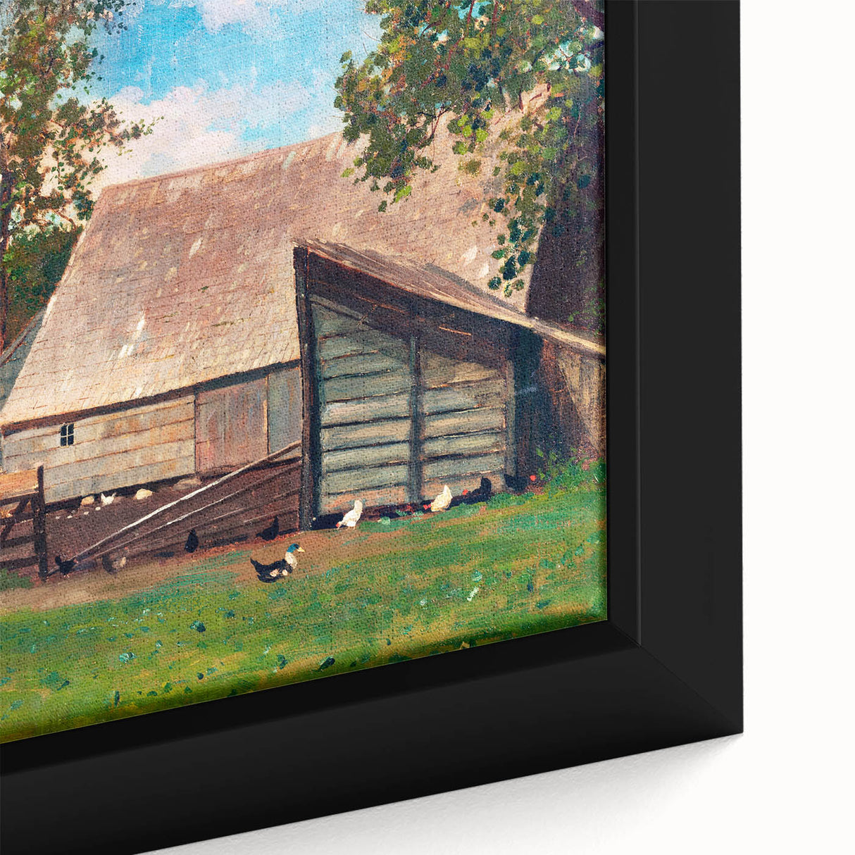 Farmyard with Ducks and Chickens Print - Winslow Homer Realism Canvas Art