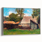 Farmyard with Ducks and Chickens Print - Winslow Homer Realism Canvas Art