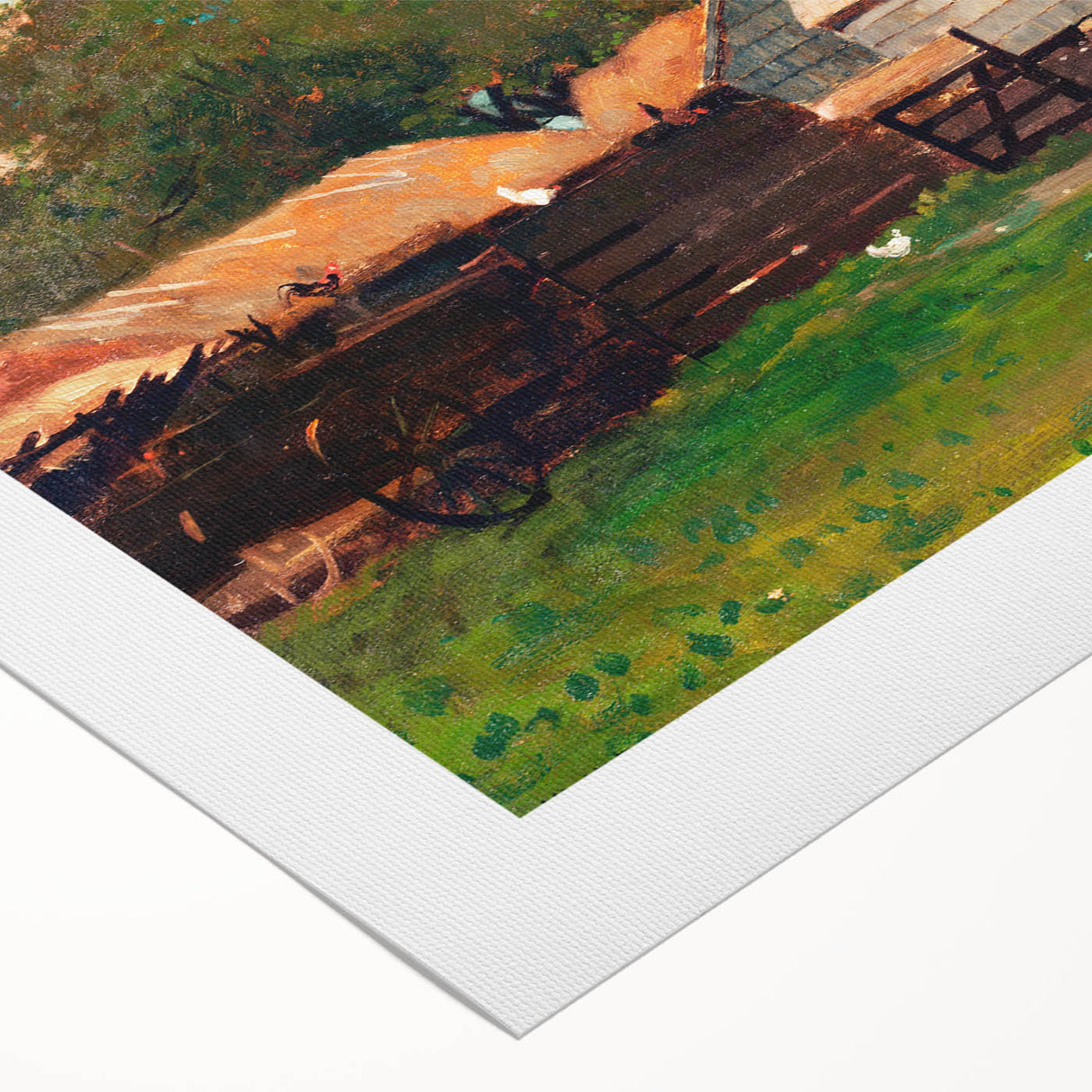 Farmyard with Ducks and Chickens Print - Winslow Homer Realism Canvas Art