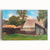 Farmyard with Ducks and Chickens Print - Winslow Homer Realism Canvas Art
