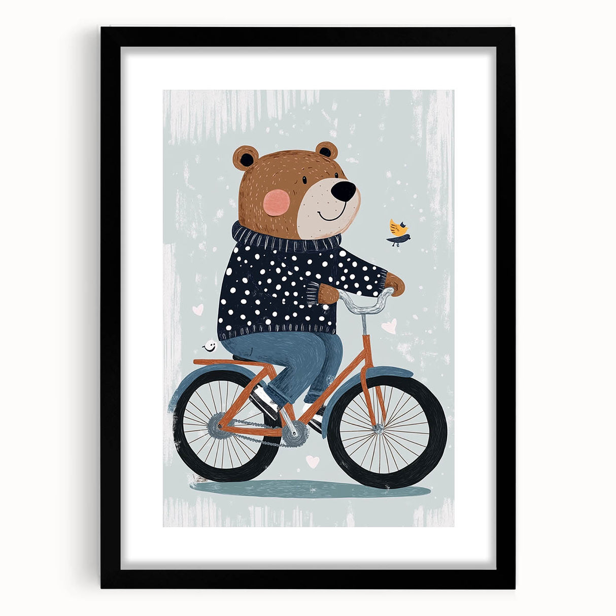 Children's Room Decor - Bear on Bicycle Playroom Wall Art