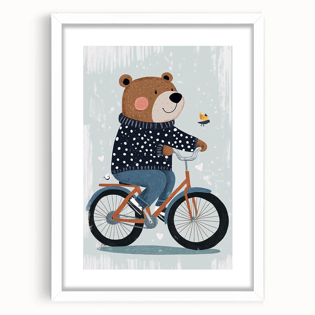 Children's Room Decor - Bear on Bicycle Playroom Wall Art