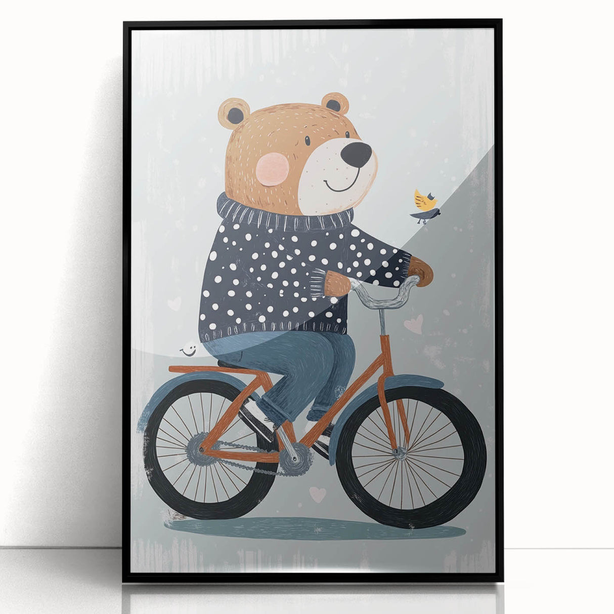 Children's Room Decor - Bear on Bicycle Playroom Wall Art