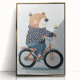 Children's Room Decor - Bear on Bicycle Playroom Wall Art