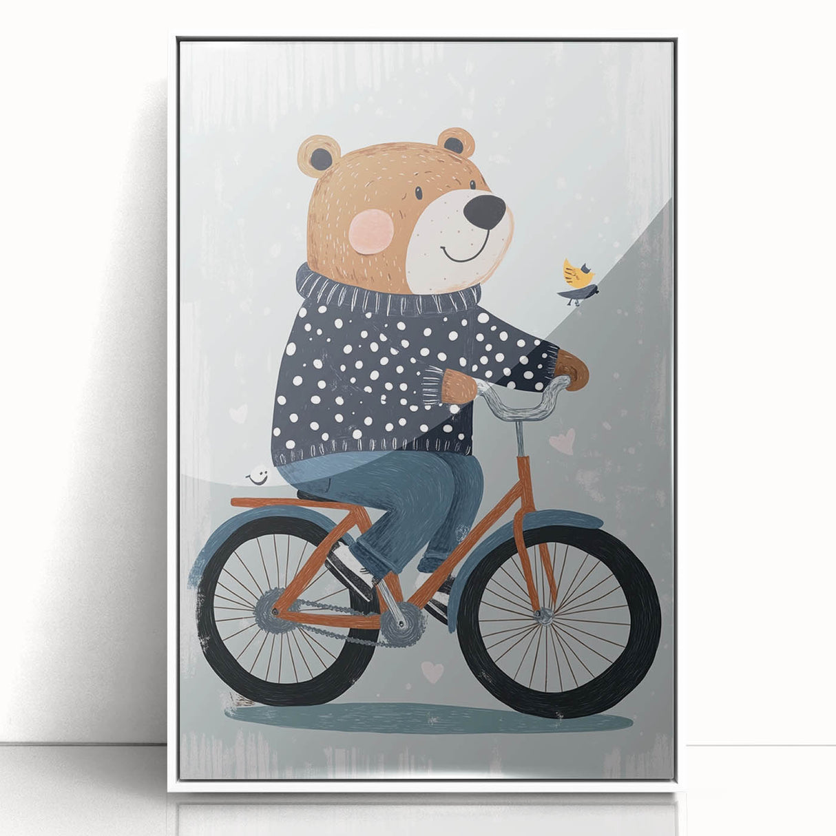 Children's Room Decor - Bear on Bicycle Playroom Wall Art
