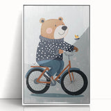 Children's Room Decor - Bear on Bicycle Playroom Wall Art