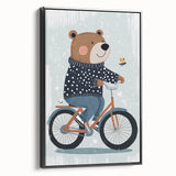 Children's Room Decor - Bear on Bicycle Playroom Wall Art