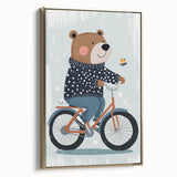 Children's Room Decor - Bear on Bicycle Playroom Wall Art