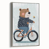 Children's Room Decor - Bear on Bicycle Playroom Wall Art