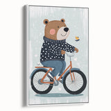 Children's Room Decor - Bear on Bicycle Playroom Wall Art