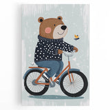 Children's Room Decor - Bear on Bicycle Playroom Wall Art