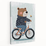 Children's Room Decor - Bear on Bicycle Playroom Wall Art