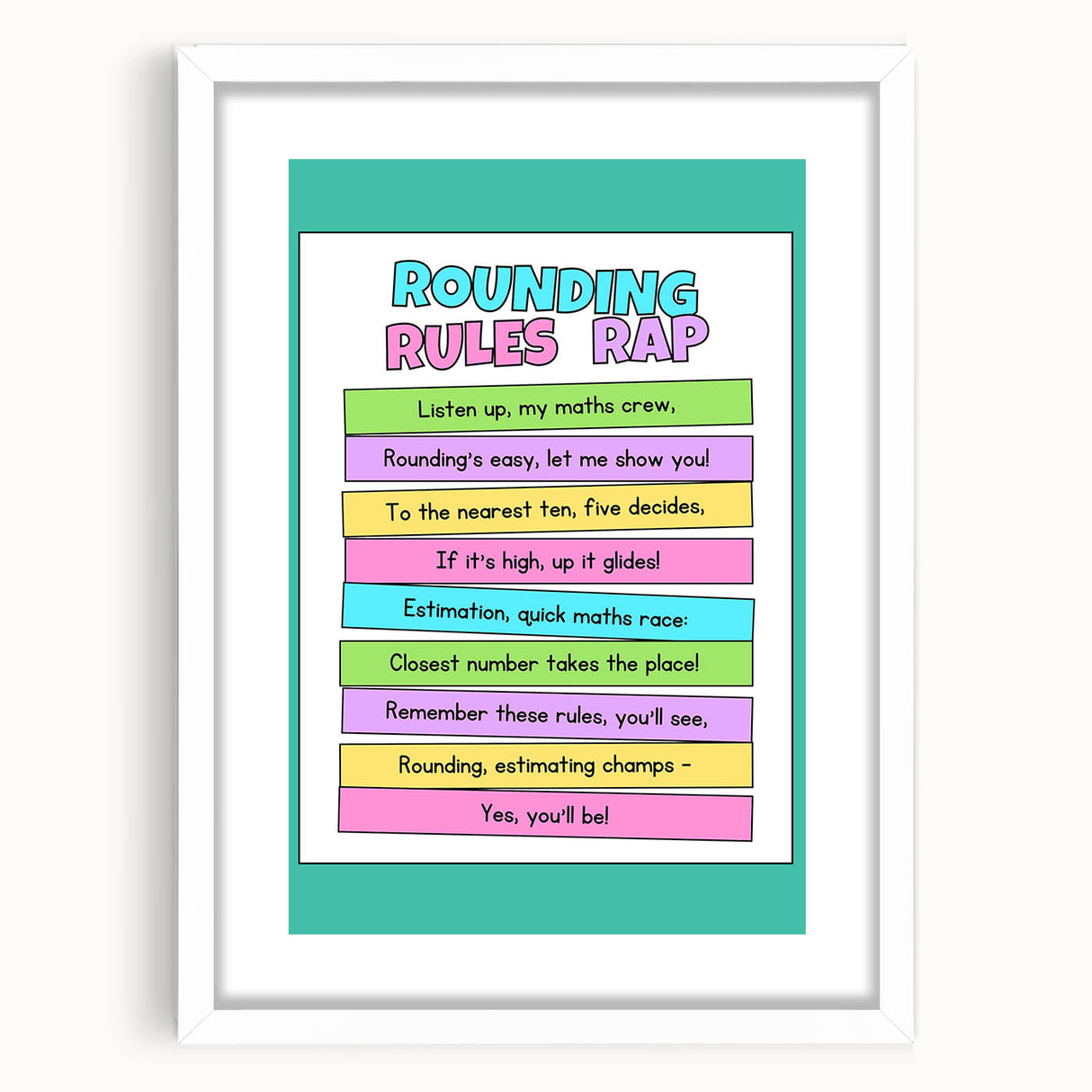 Numbers and Shapes Wall Art - Rounding Rules Math Poster