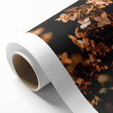 Art deco poster of autumn trees in orange and brown tones on rolled canvas, ideal for nursery wall art.