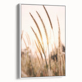 Framed vintage poster art on canvas featuring a colorful, abstract design in vibrant hues, ideal for living room decor.