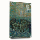 Acrylic print of a Van Gogh-inspired abstract painting in vibrant blue and yellow tones.