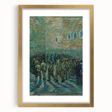 Abstract art print featuring swirling blue and yellow patterns on a gold-framed canvas.