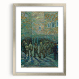 Extra large abstract art print with textured swirls in blue and yellow on a silver-framed canvas.