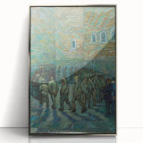 Large art print of a Van Gogh painting in mid-century modernist style, framed in silver acrylic.