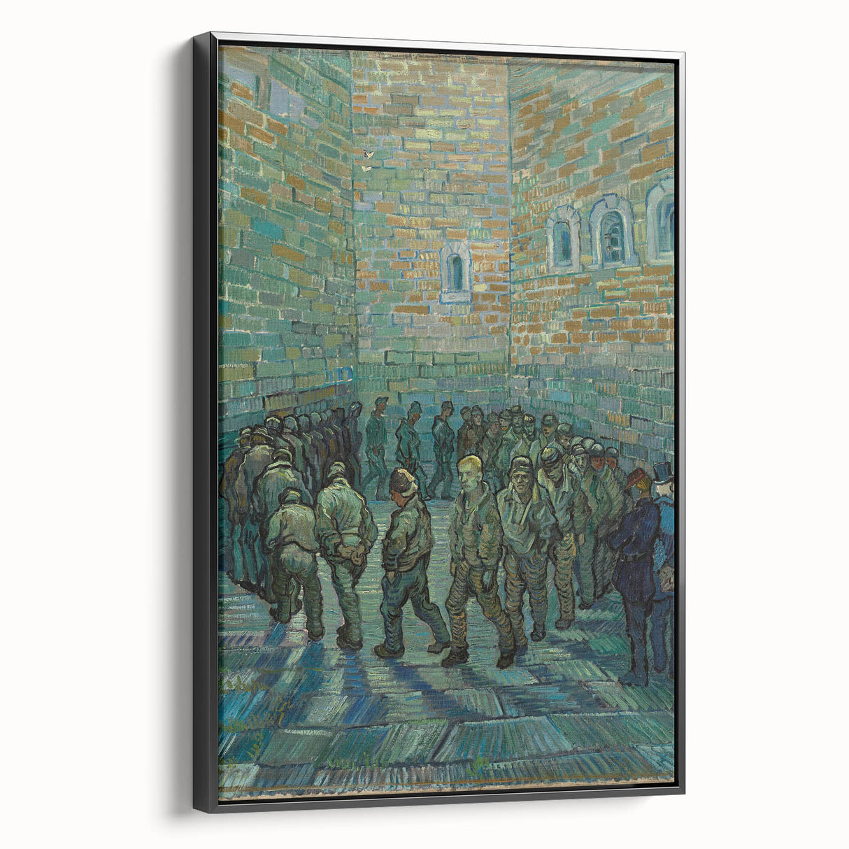Black and white framed canvas of a vintage-style landscape painting, ideal for bedroom wall decor.