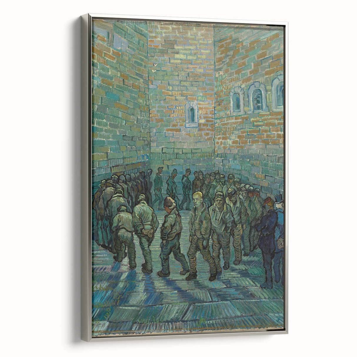 Framed canvas of a Van Gogh landscape painting featuring colorful fields under a dynamic sky.
